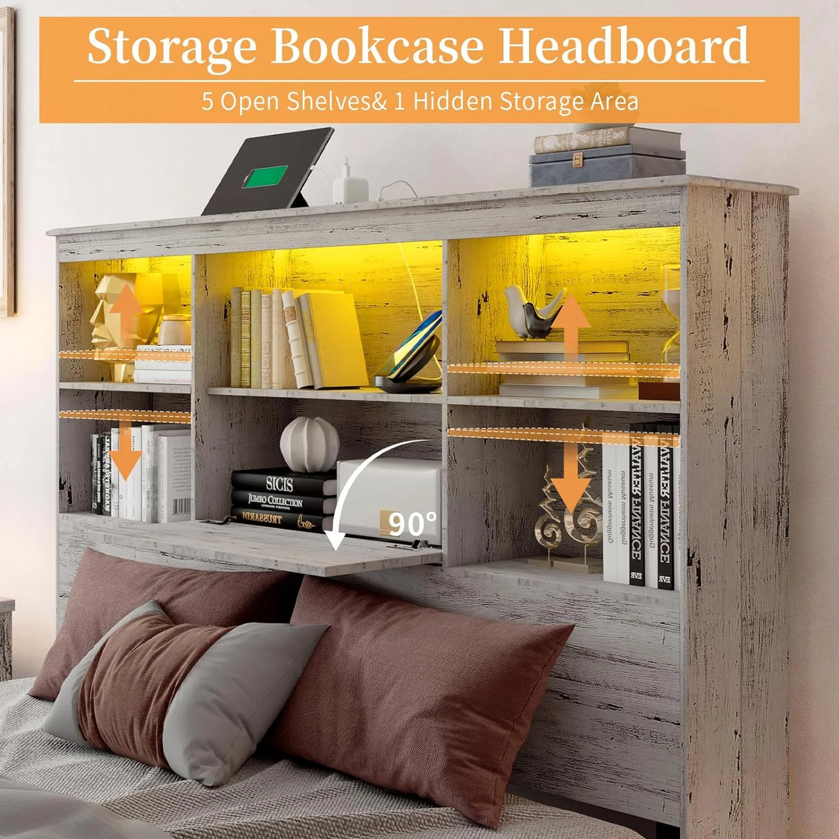 Queen Size Wood Storage Bed with 4 Drawers Y946377