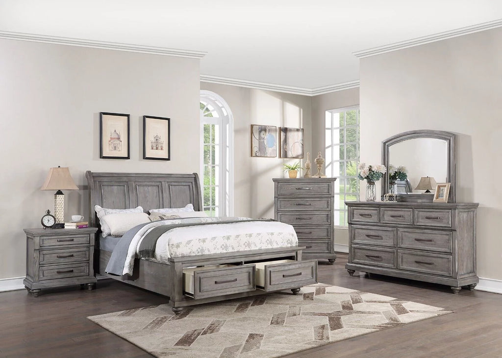 Contemporary Grey 6pc Cal King Bedroom Furniture Set K1247