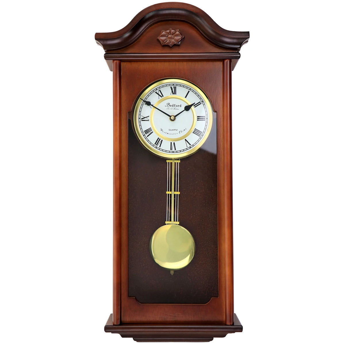 Mahogany Brown Chiming Pendulum Wall Clock Q516060