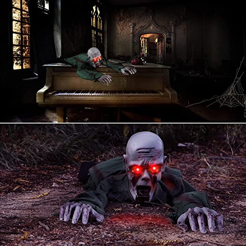 Scary Climbing Zombie Skeleton with Glowing Red Eyes and Creepy Sound Z128