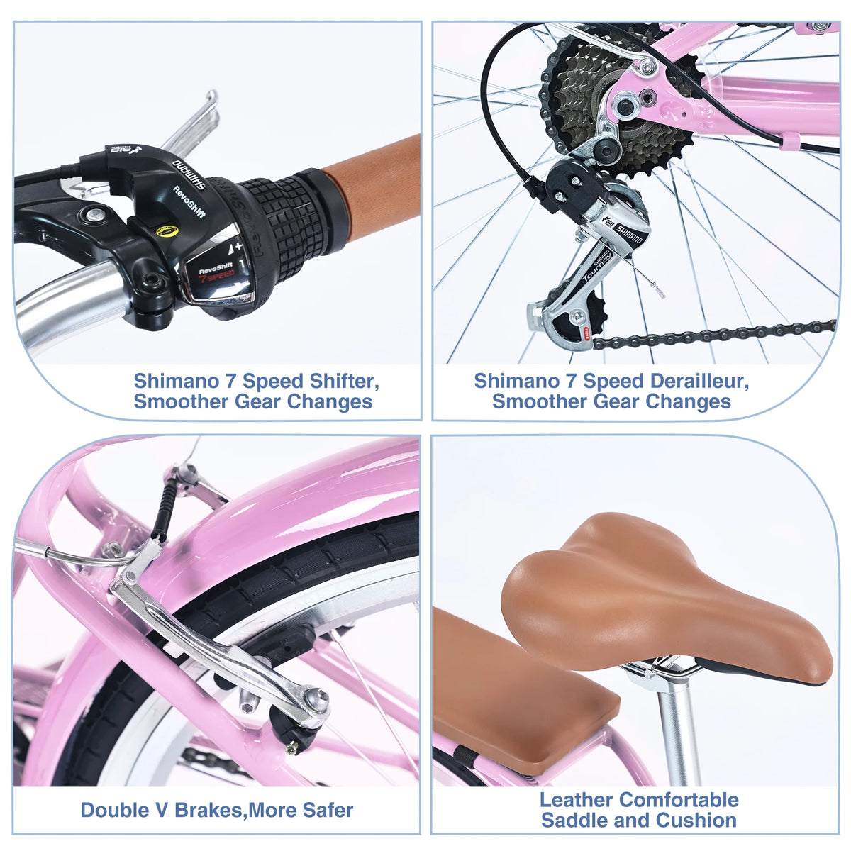 26 inch 7 Speed Pink Cruiser Bike B15814