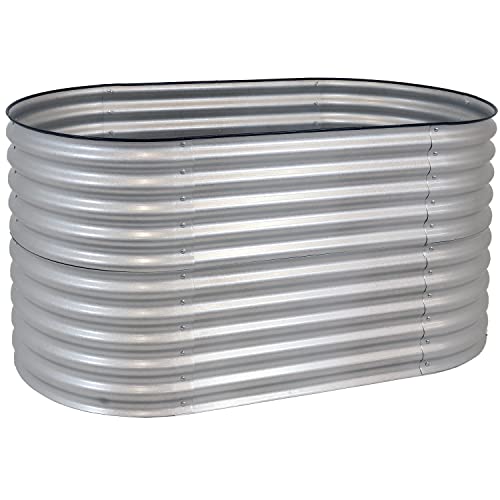 62.5-Inch Oval Stackable Steel Raised Garden Bed Planter Kit with Rubber Edge Trim S8603
