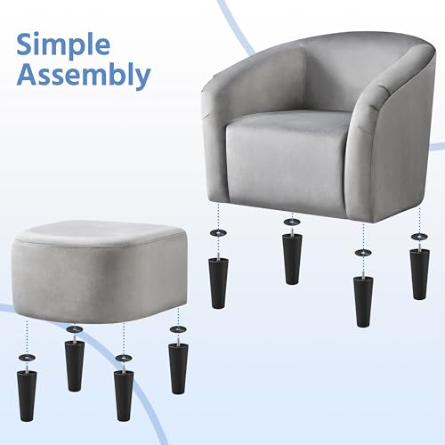 Fabric Accent Armchair with Ottoman X6121