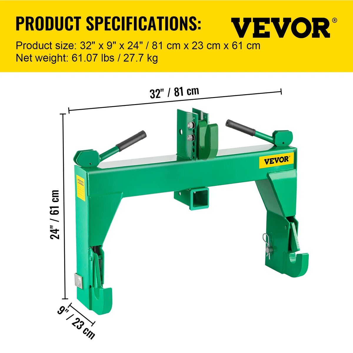 3-Point Quick Hitch, 3000 lbs Lifting Capacity, Category 1 & 2 Y787270