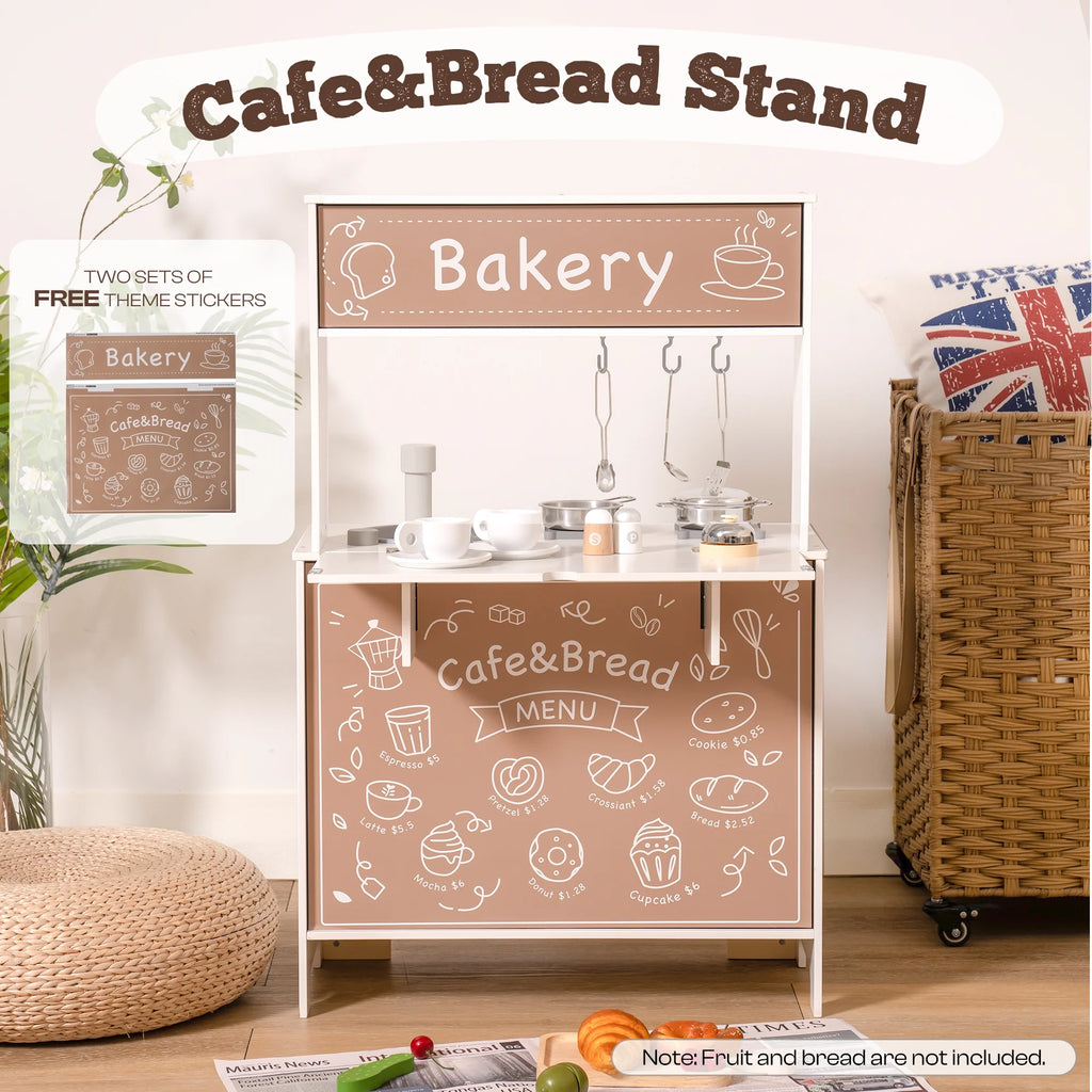 2 in 1 Wooden Play Kitchen Playset with Cookware Accessories R9982