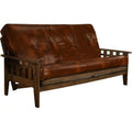 Rustic Walnut Full Size Futon Frame with Mattress I5302