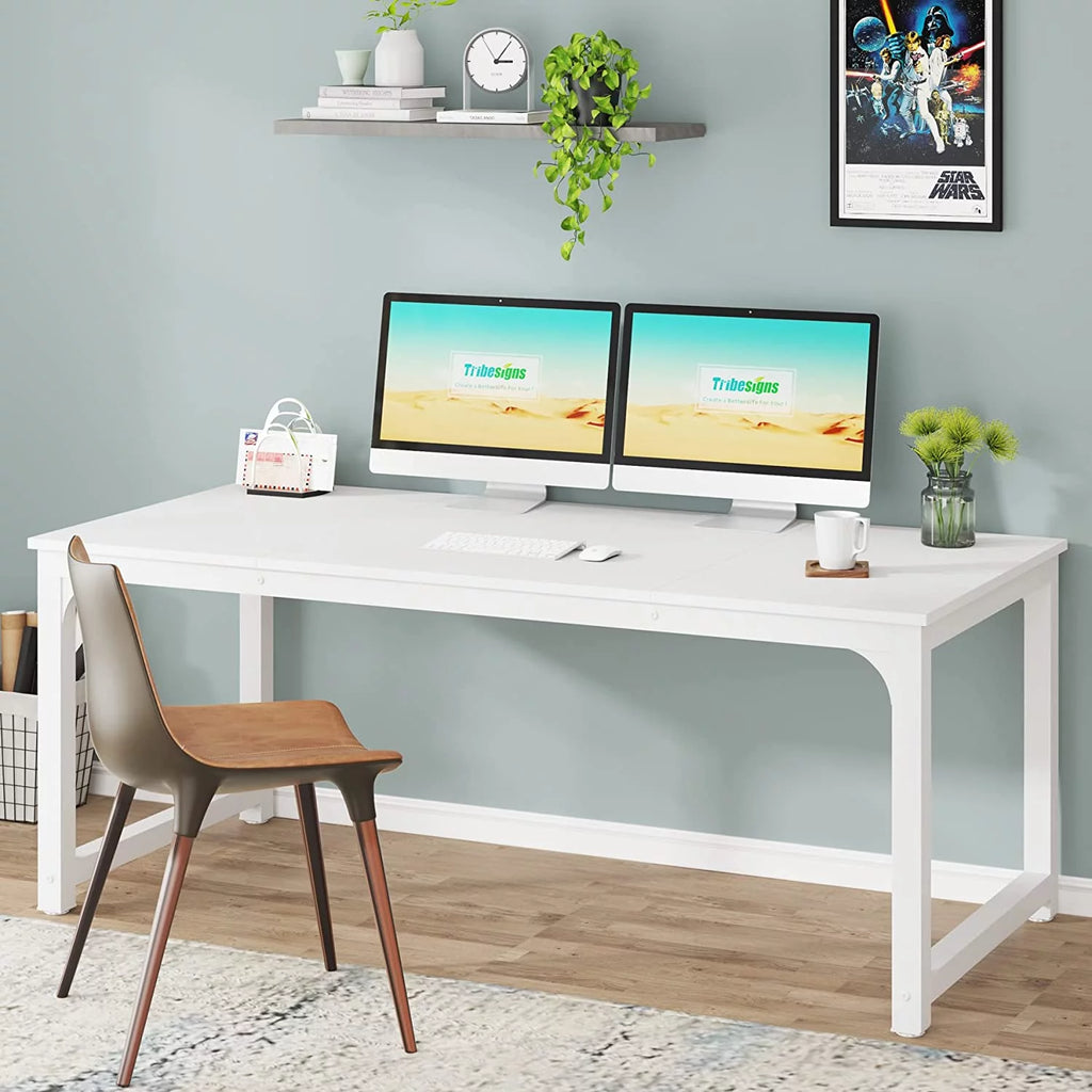 63"L x 31.5"W White Executive Desk Workstation C704