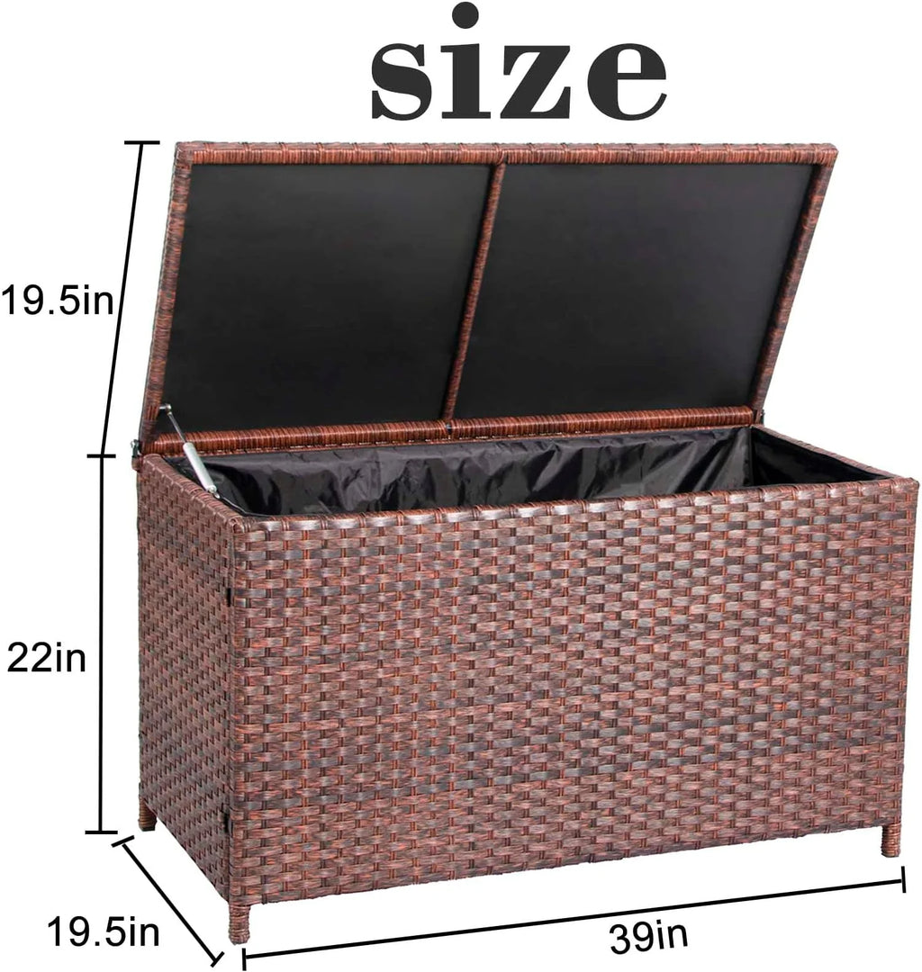 Outdoor Wicker Rattan Storage Box Table 70 Gallon Z75355