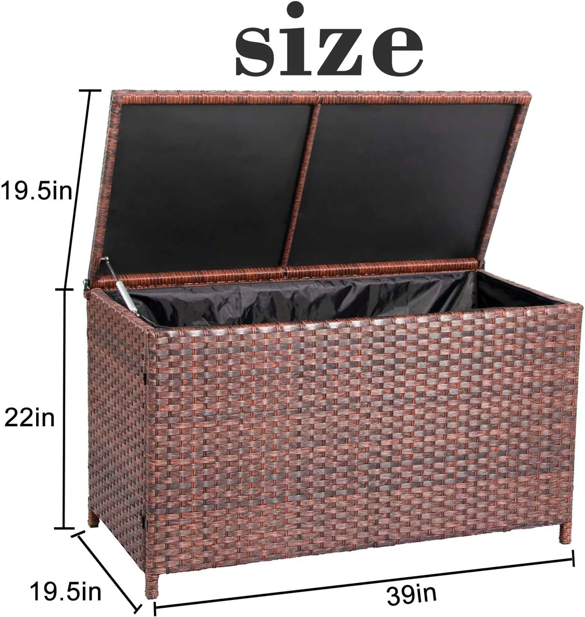 Outdoor Wicker Rattan Storage Box Table 70 Gallon Z75355