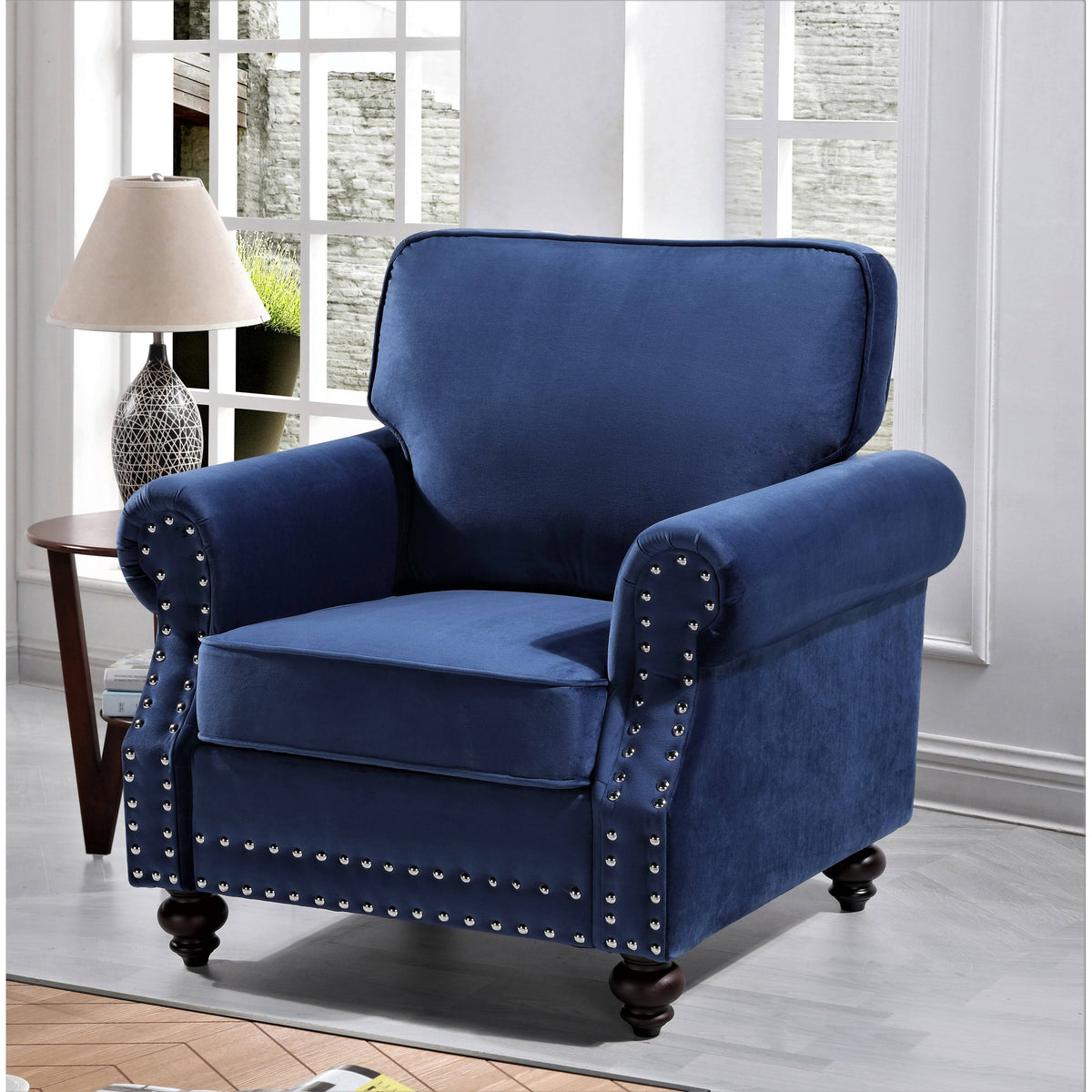 Black Velvet Nailhead Chair V81189