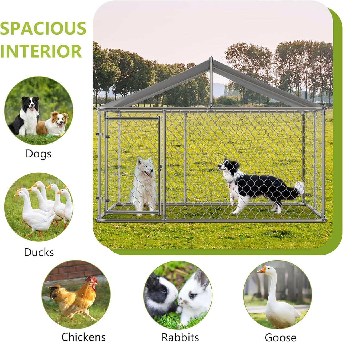 7.5' x 7.5' Large Outdoor Dog Kennel with WaterProof UV-Resistant Cover V675942