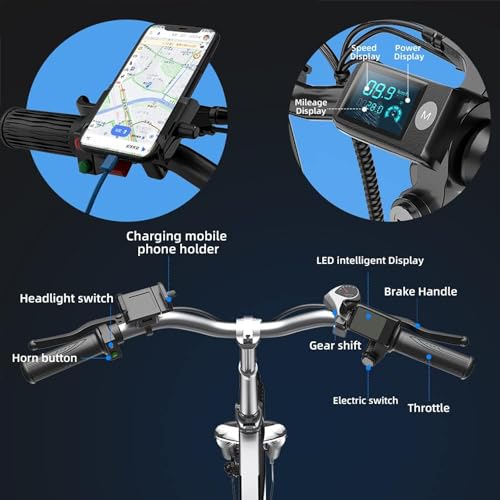 20" Fat Tire 750W 48V 12.8AH/15AH/20AH Battery 7-Speed Folding Electric Bike B4979