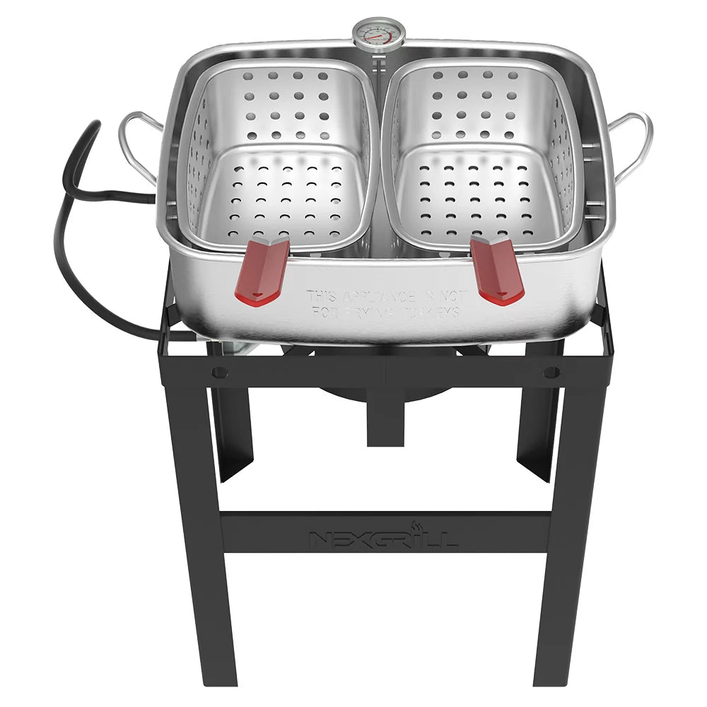 18 Qt Aluminum Fish Fryer with Double Basket E8789