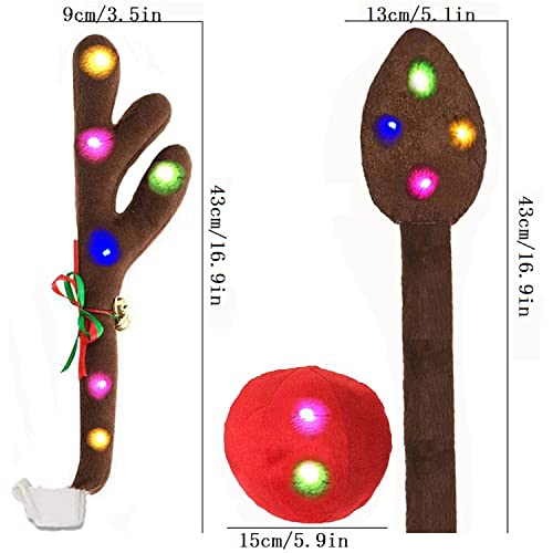 Reindeer Antlers Decoration Kit with Jingle Bells Red Nose Tail W611815