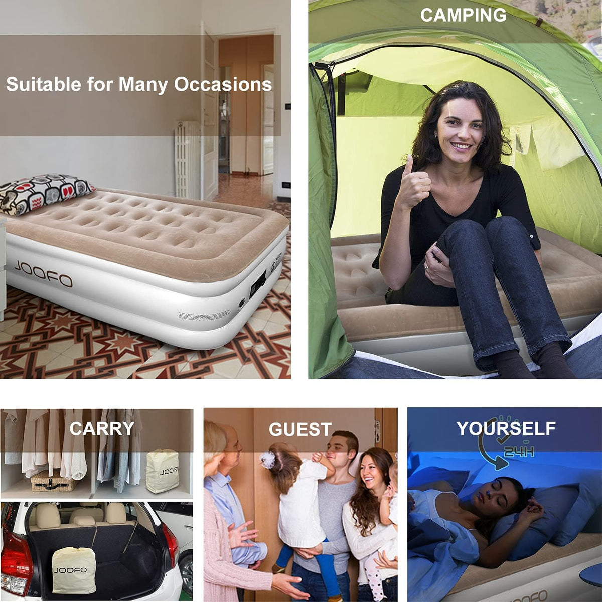 Twin Size Air Mattress with Built-in Pump, 18-inch Inflatable Bed, Pack of 2 P297