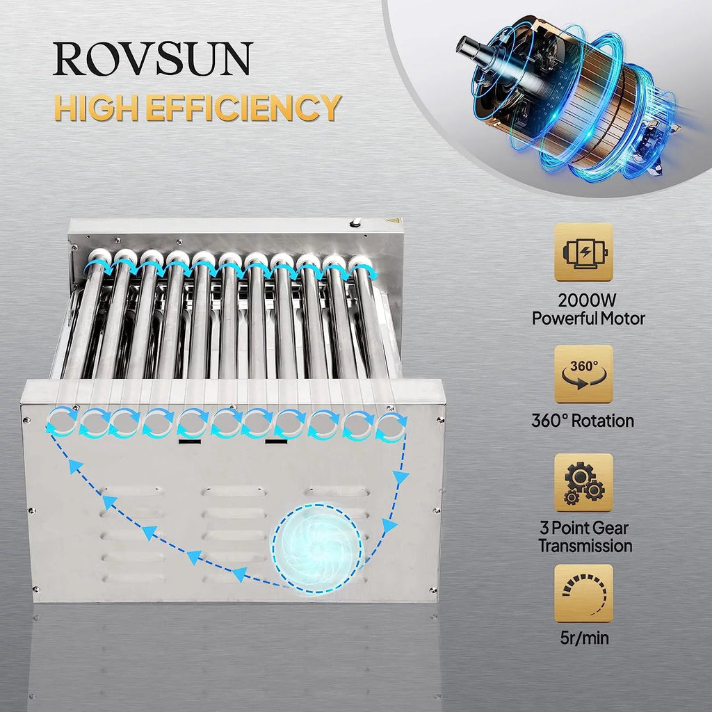 2000W 11 Rollers Hot Dog Roller Grill Cooker Machine with Bun Warmer W376862