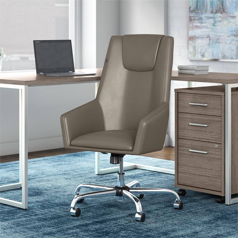 Washed Gray Bonded Leather High Back Box Chair V7278