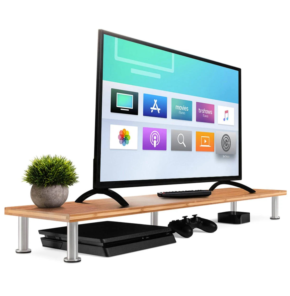 Solid Bamboo Dual Monitor Stand E518134