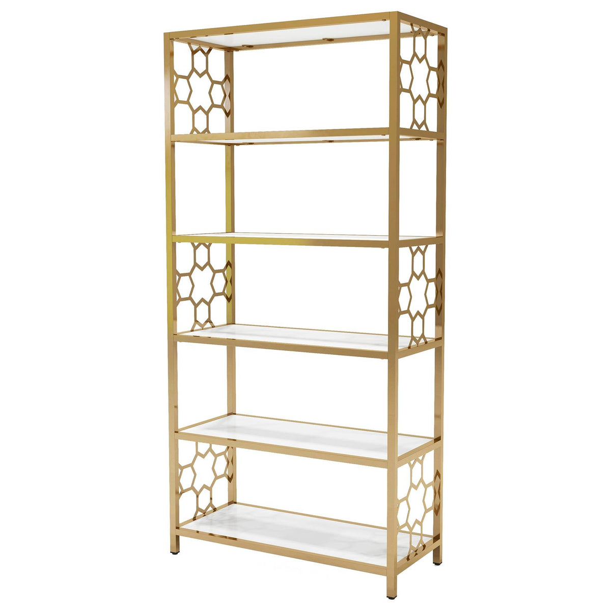 White/Gold Bookcase O9187