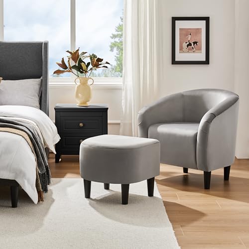 Fabric Accent Armchair with Ottoman X6121