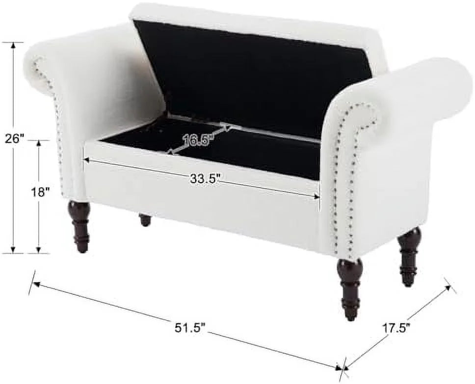 51" Upholstered Sherpa Bench with Wood Legs Z33702