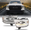 Chrome Housing Dual Projector Full-LED Sequential Light Bar Headlights for Dodge RAM 1500 G453