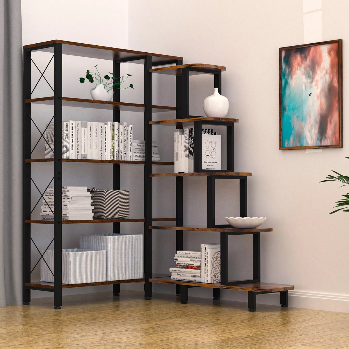 Large Reversible 5 Tier Corner Bookshelf B79810