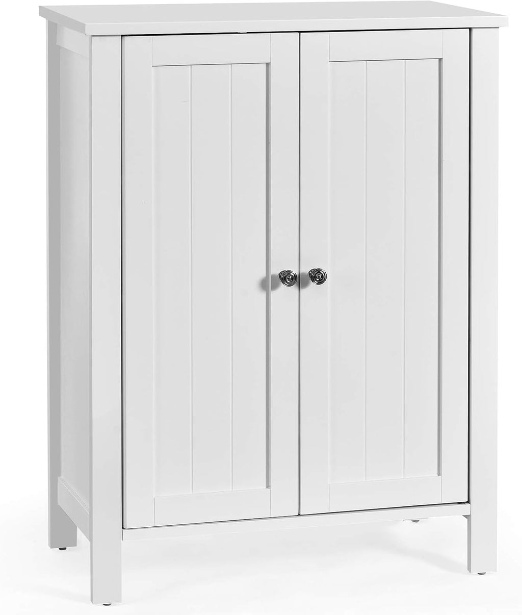 Brown 3 Tier Wooden Bathroom Floor Cabinet with Double Door D958