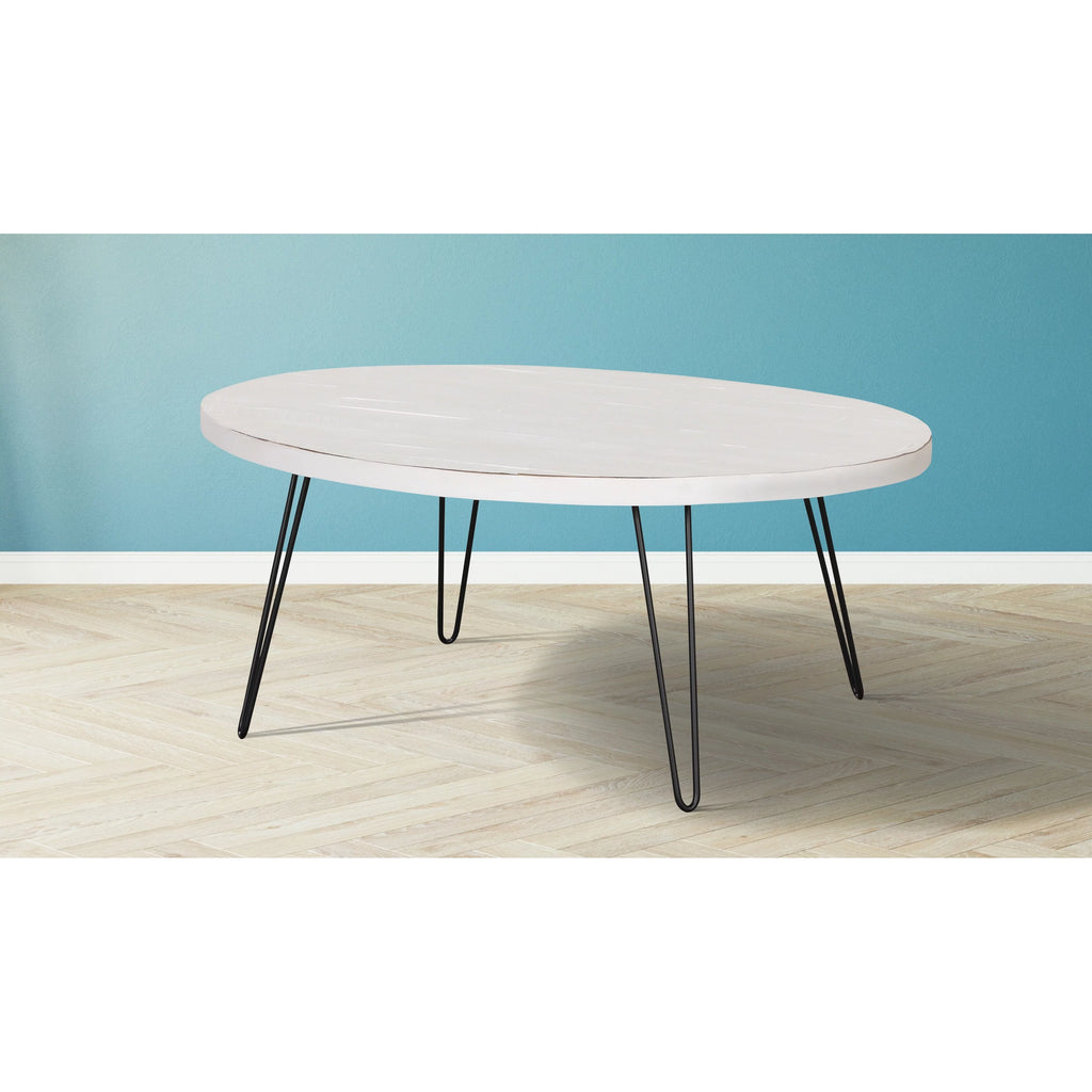 White Wood Oval Cocktail Table L147425