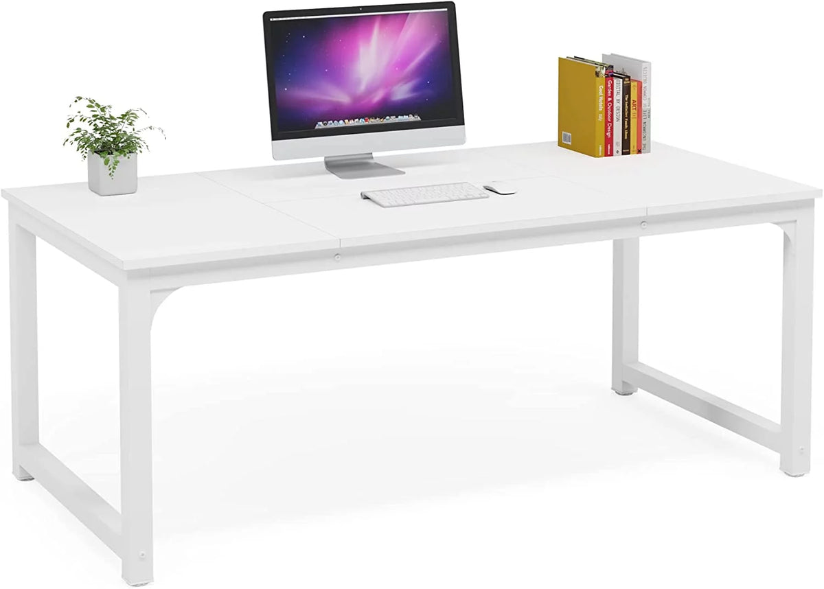 63"L x 31.5"W White Executive Desk Workstation C704
