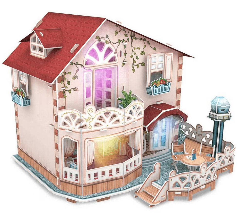 Dollhouse Bungalow with LED Light 11.4"x10"x10" M940