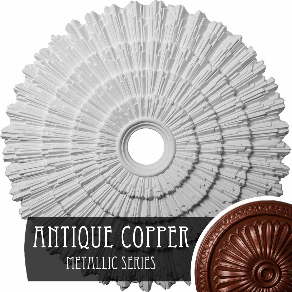 Hand-Painted Antique Copper Ceiling Medallion B25662