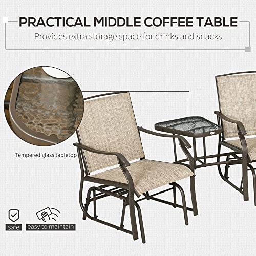 Gray 2-Seat Outdoor Glider Chair with Coffee Table F37901