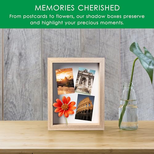 11” x 11” Dark Oak Wooden Shadow Box Frame with Tempered Glass O76316