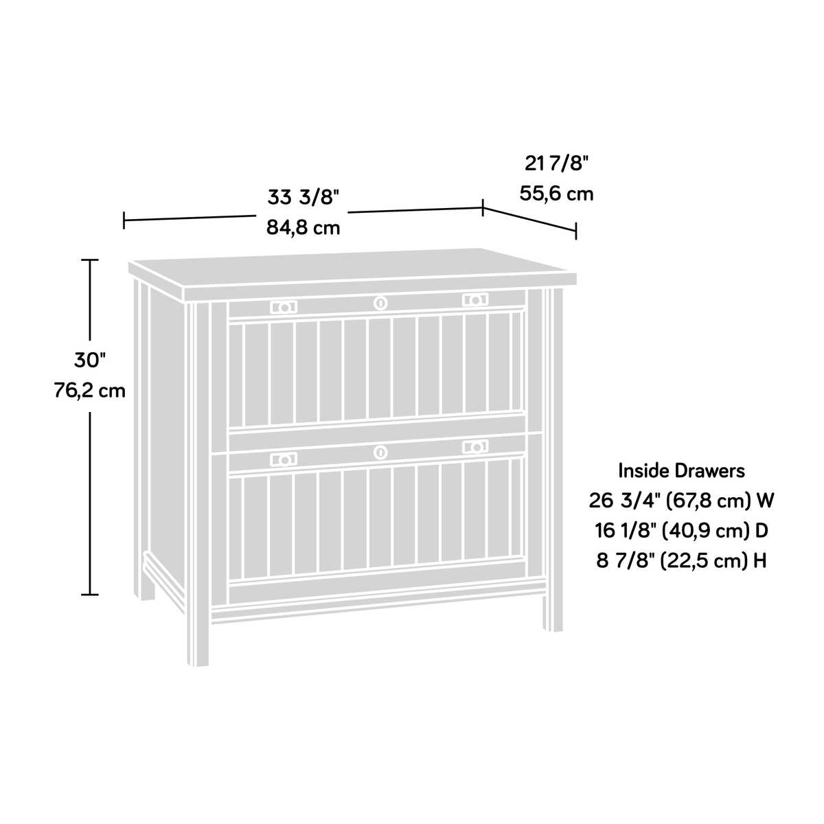 Coffee Oak Lateral File Cabinet S3484