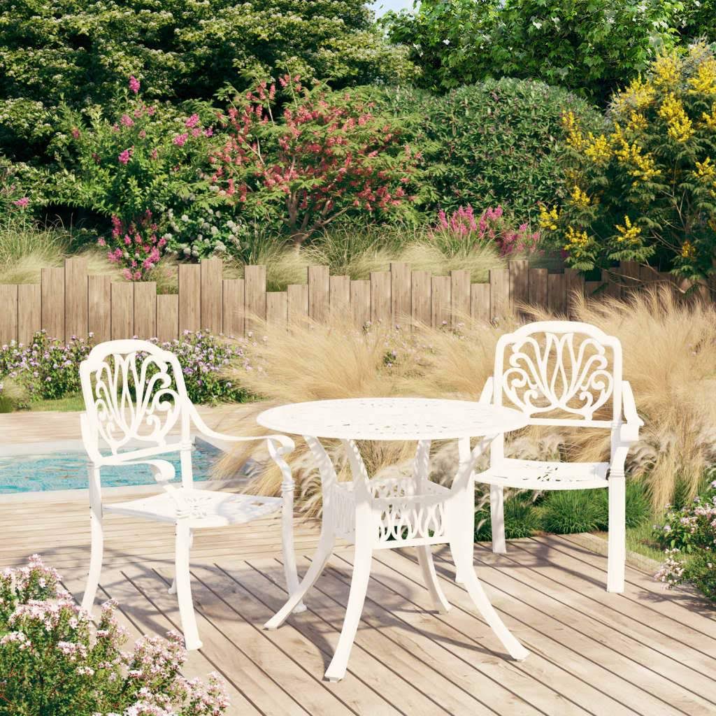 3 Piece Bistro Set Cast Aluminum White P57985