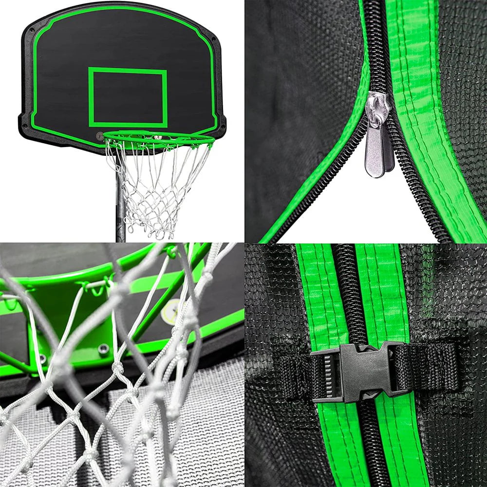 16 FT Trampoline with Basketball Hoop, Enclosure, Waterproof Mat and Ladder N740