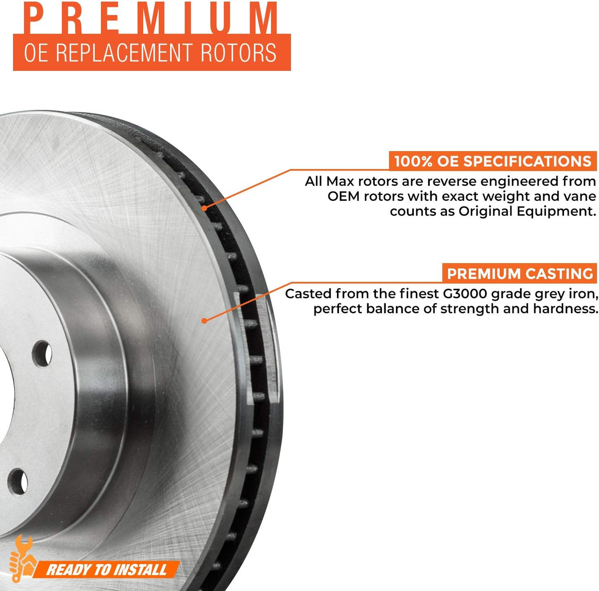 Max Brakes Premium OE Rotors with Carbon Ceramic Pads V484081