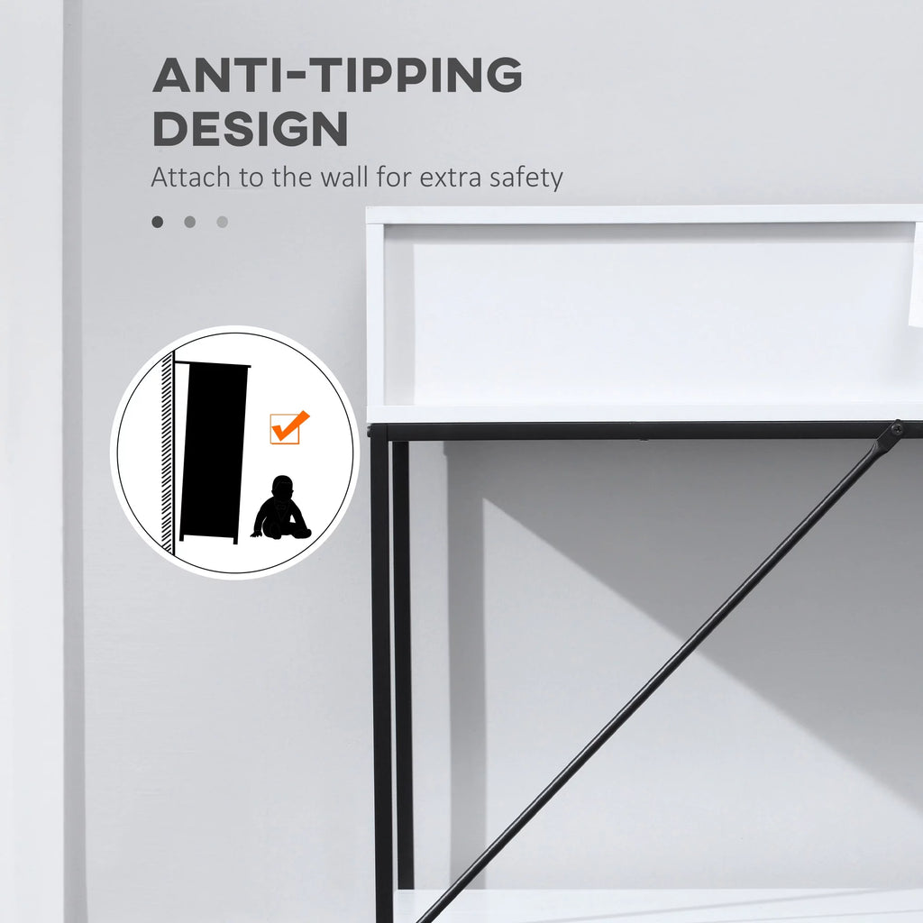 White Console Table with 2 Drawers and Open Shelf H66481
