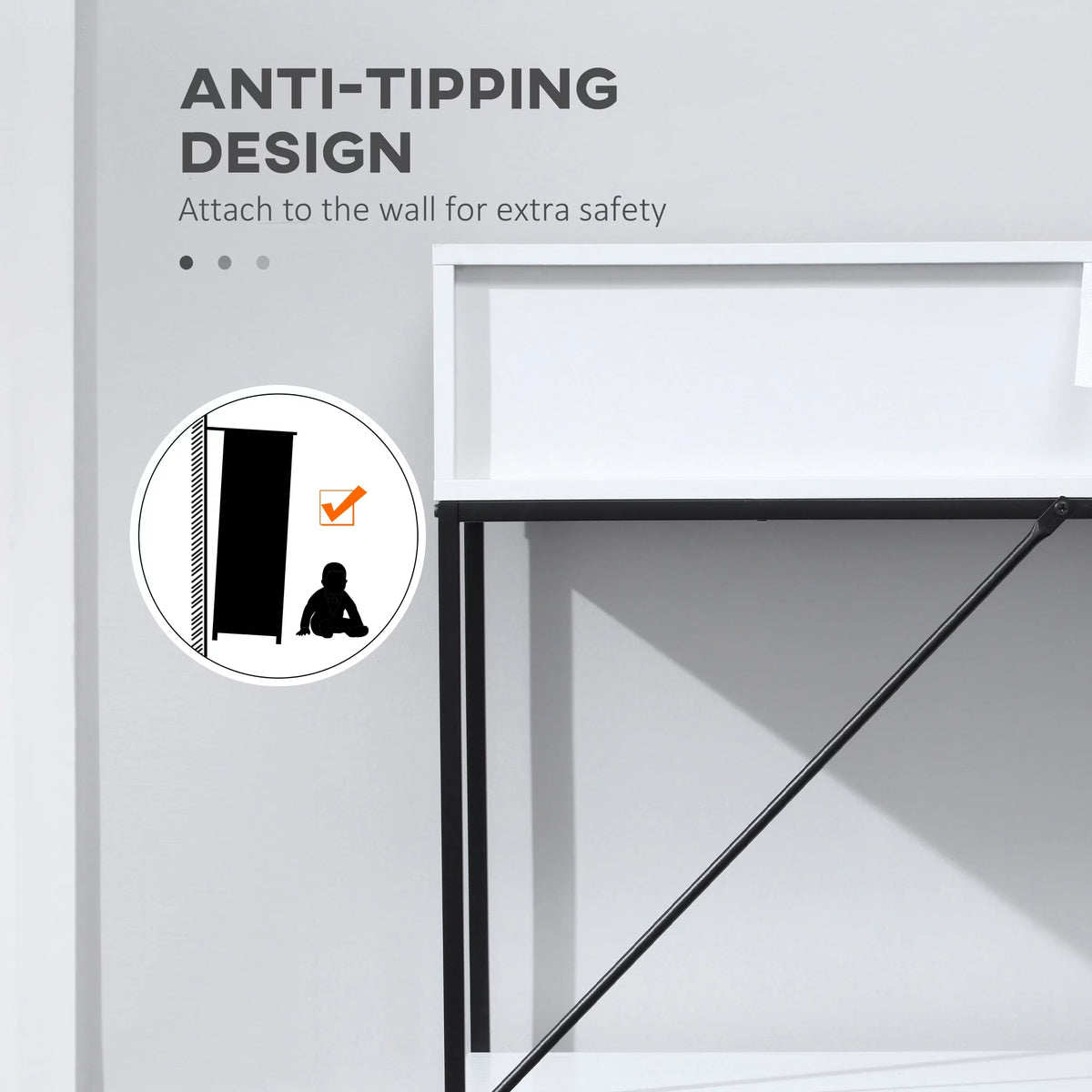 White Console Table with 2 Drawers and Open Shelf H66481