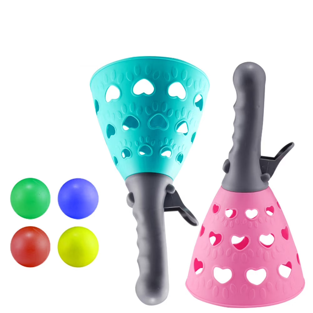 Catch Ball Games with 2 Launcher Baskets and 4 Balls Outdoor Indoor Sport Toys W524033