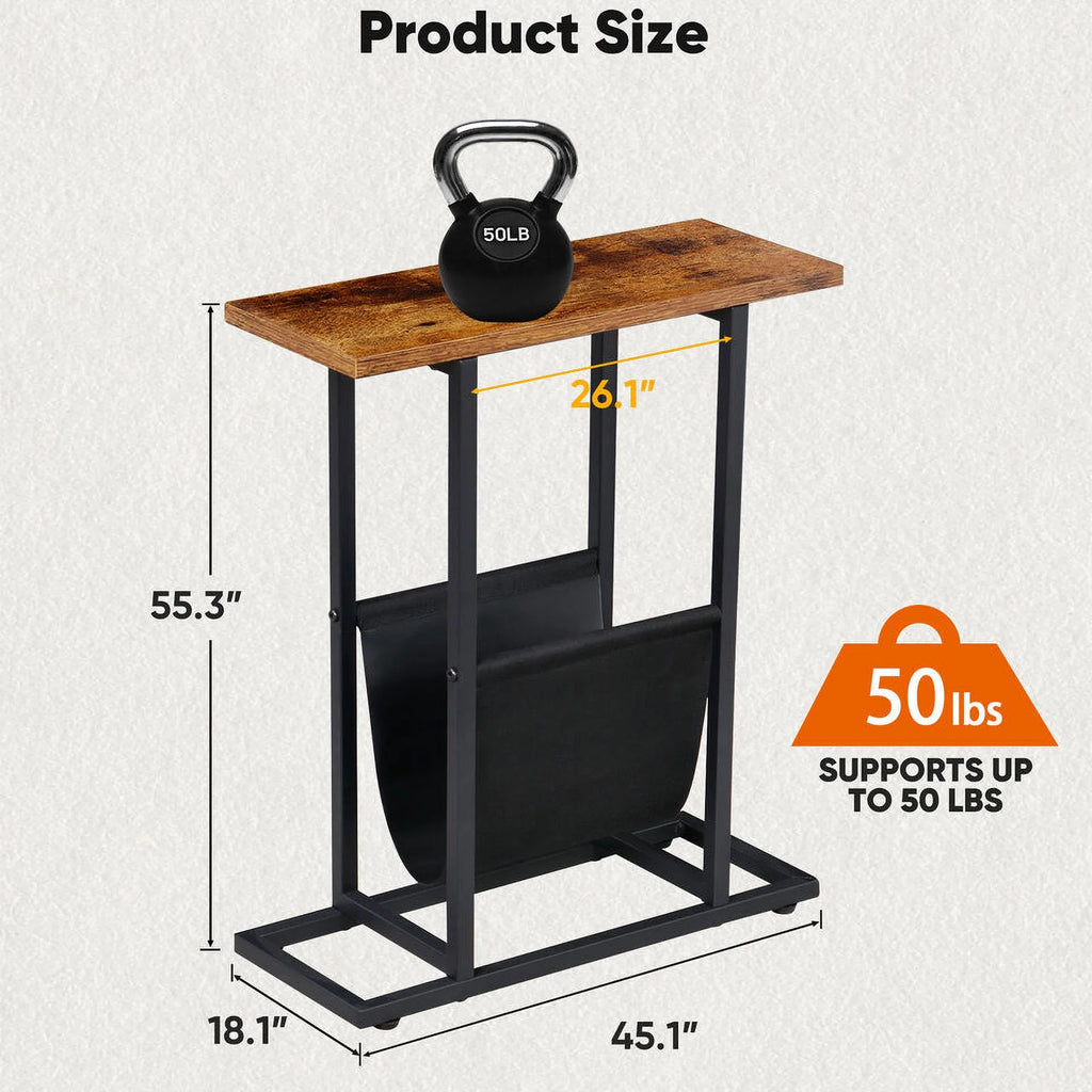 Narrow End Table with Side Pocket J3896