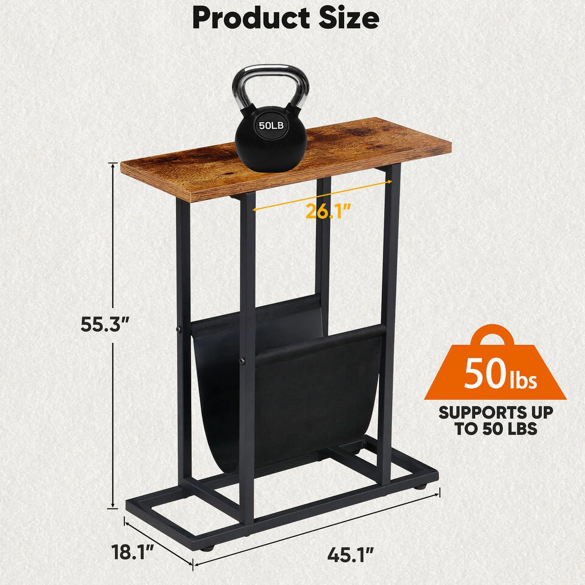 Narrow End Table with Side Pocket J3896