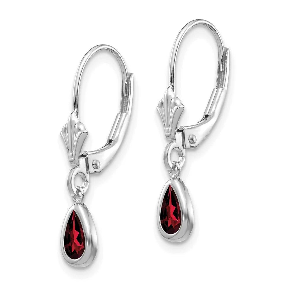 14 Karat White Gold Garnet Earrings W476