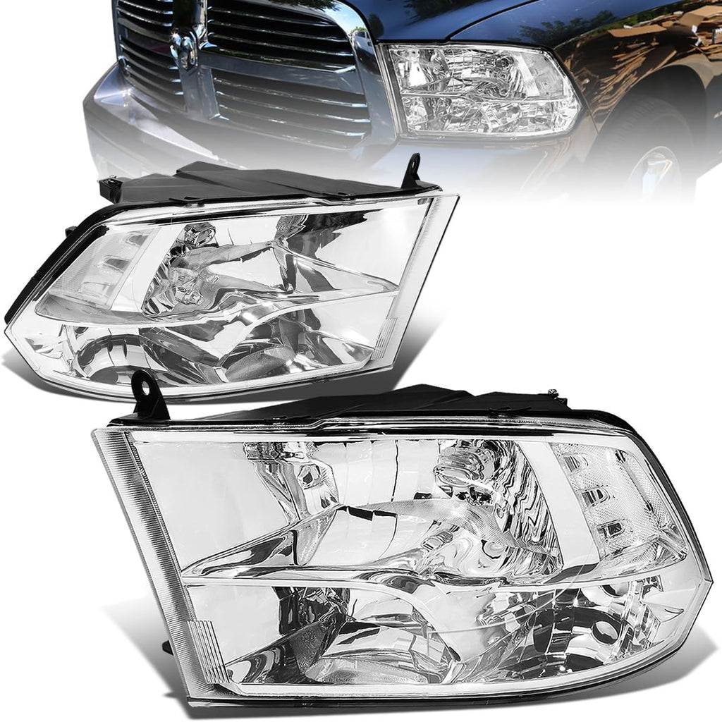 Quad Headlights Assembly Chrome Housing Clear Lens W541961