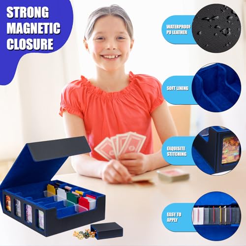 Trading Card Storage Box with Window Dice Tray, Black Grey J67520