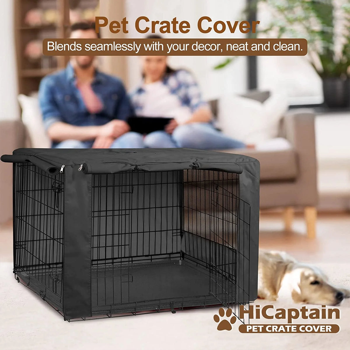 Black Folding Dog Crate Cover for 24 Inch Wire Pet Cage Y40206
