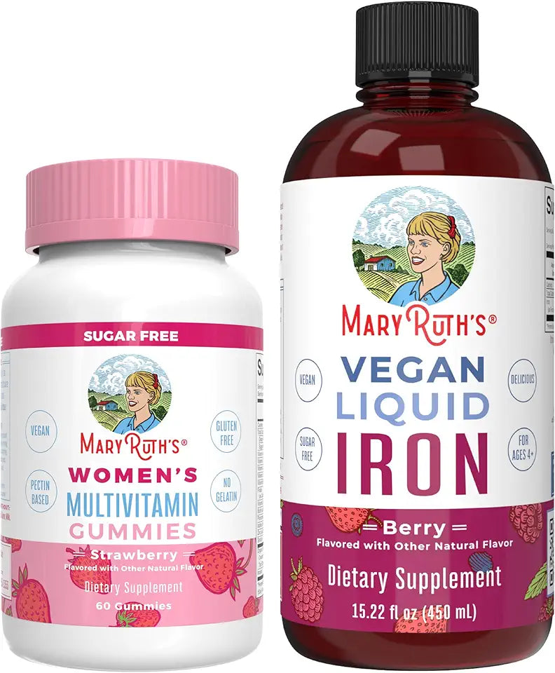 Sugar Free Vegan Multivitamin Gummies and Iron Liquid A480836
