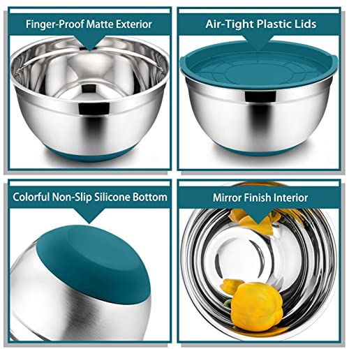 Set of 5 Stainless Steel Mixing Bowls with Lids (Black) C235520