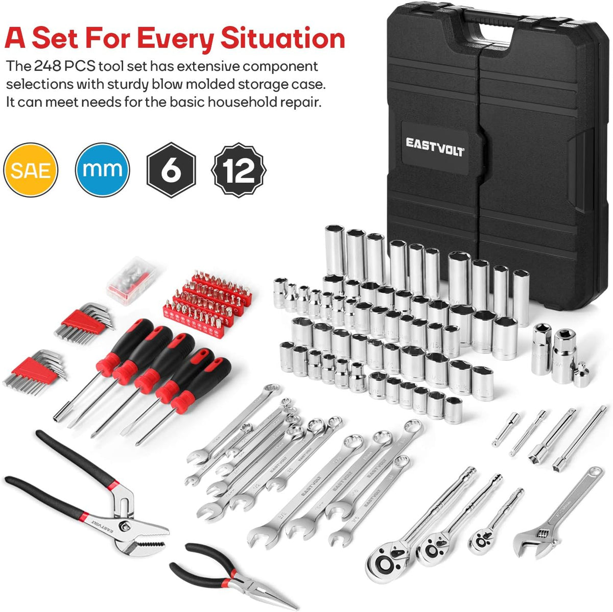 248 Pieces Mechanics Tool Set with Storage Case I18768